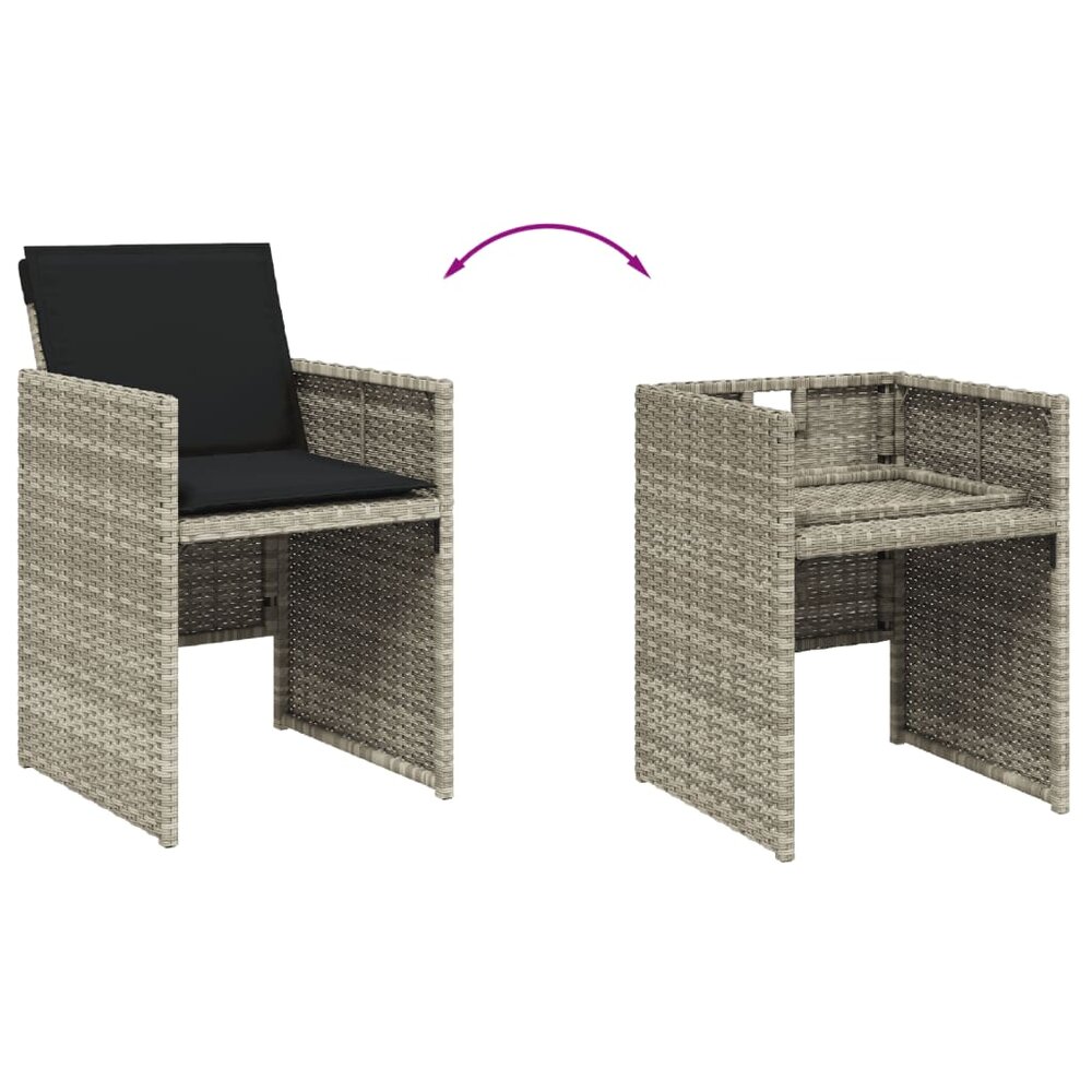 Tuinset Venus 4 stoelen Met Kussens Poly Rattan Lichtgrijs 