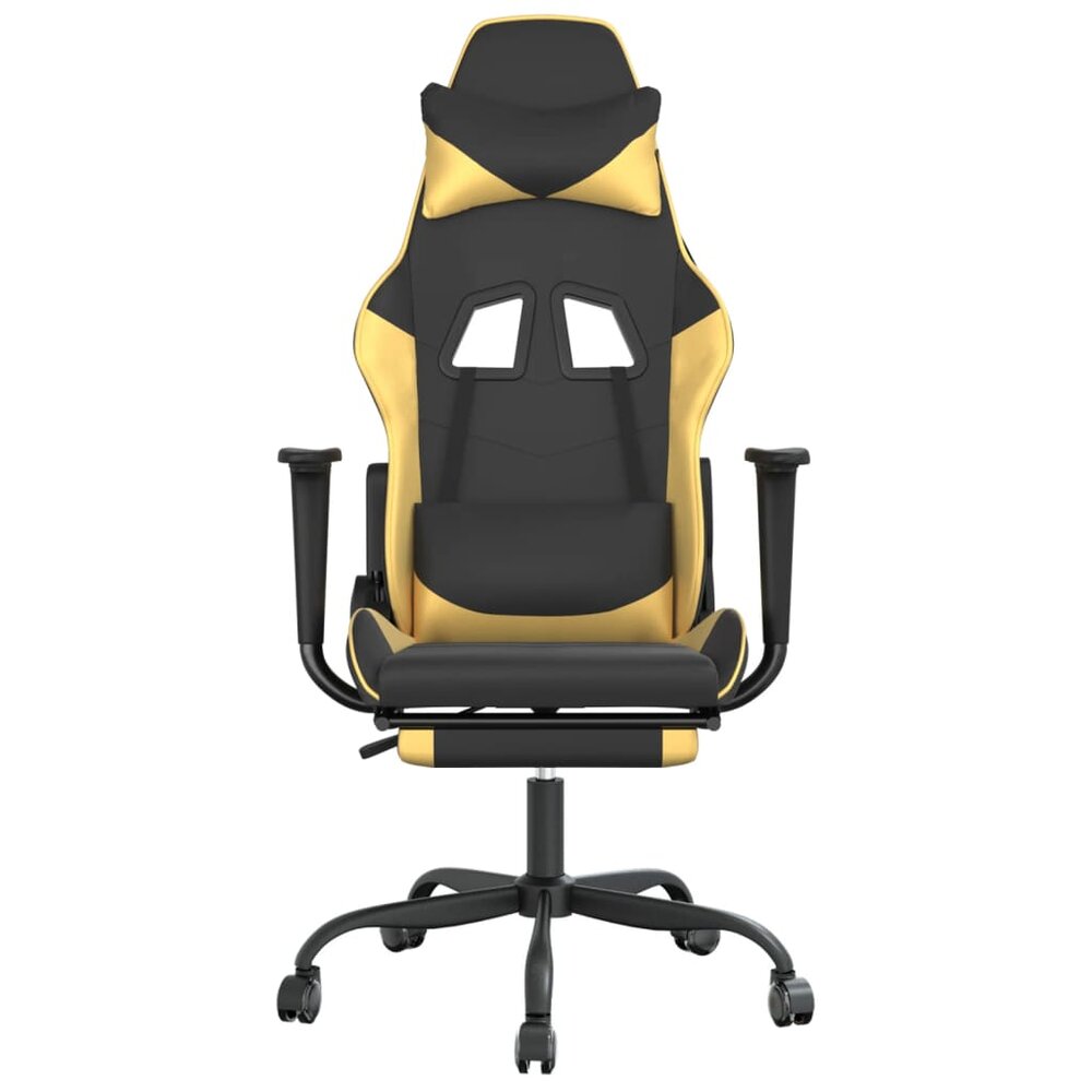Gamestoel - Gaming stoel - Game stoel - Champion - Goud - met voetensteun - massage