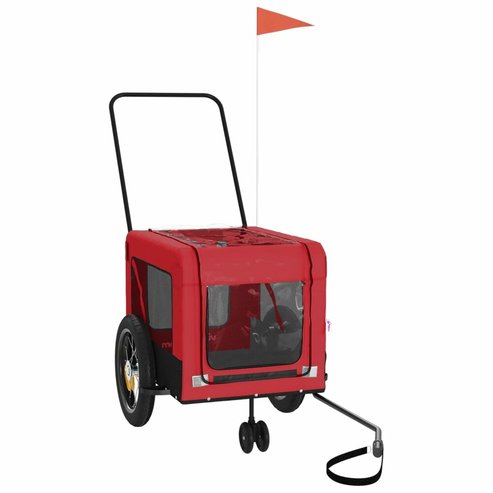Honden fietstkar oxford stof en ijzer rood en zwart 120 x 54.5 x 53 cm