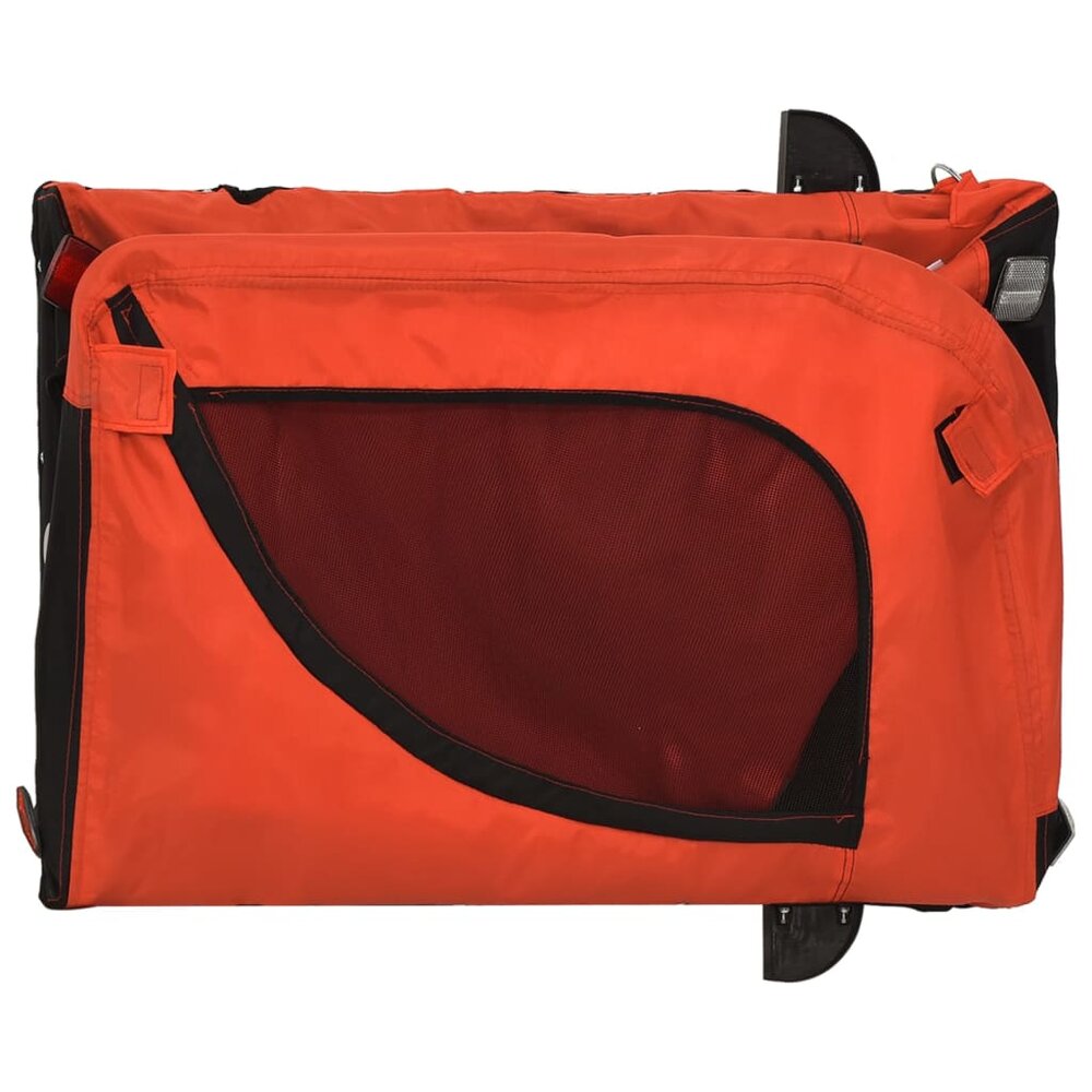 Fietskar hond oxford stof en ijzer oranje en zwart 136 x 69 x 73.5 cm