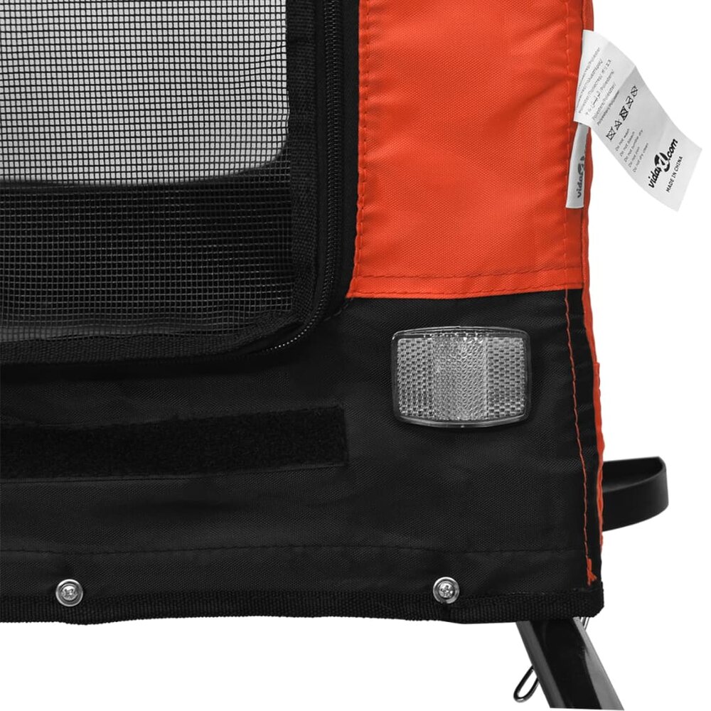 Fietskar hond oxford stof en ijzer oranje en zwart 136 x 69 x 73.5 cm