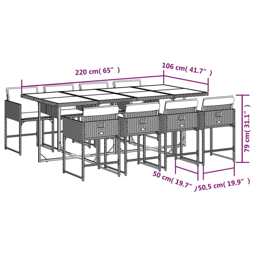 Tuinset Mantoe met kussens poly rattan beige - 9-delig