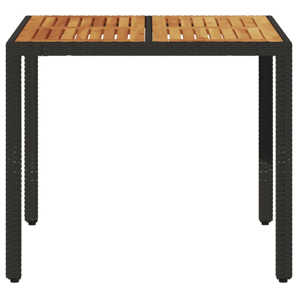 Tuintafel Hank acaciahouten blad 90x90x75 cm poly rattan zwart