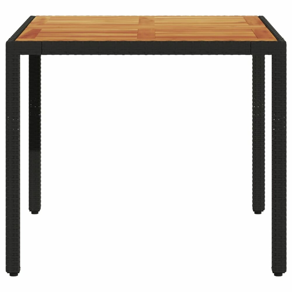 Tuintafel Hank acaciahouten blad 90x90x75 cm poly rattan zwart