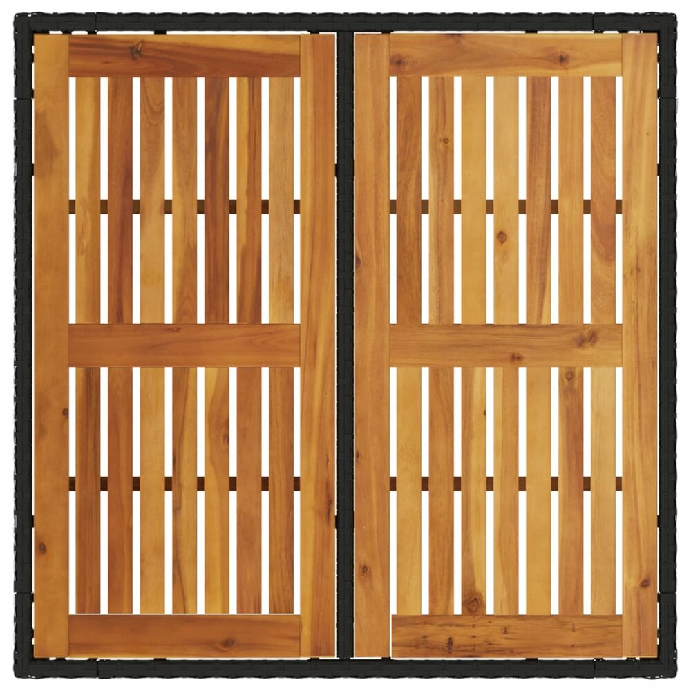 Tuintafel Hank acaciahouten blad 90x90x75 cm poly rattan zwart