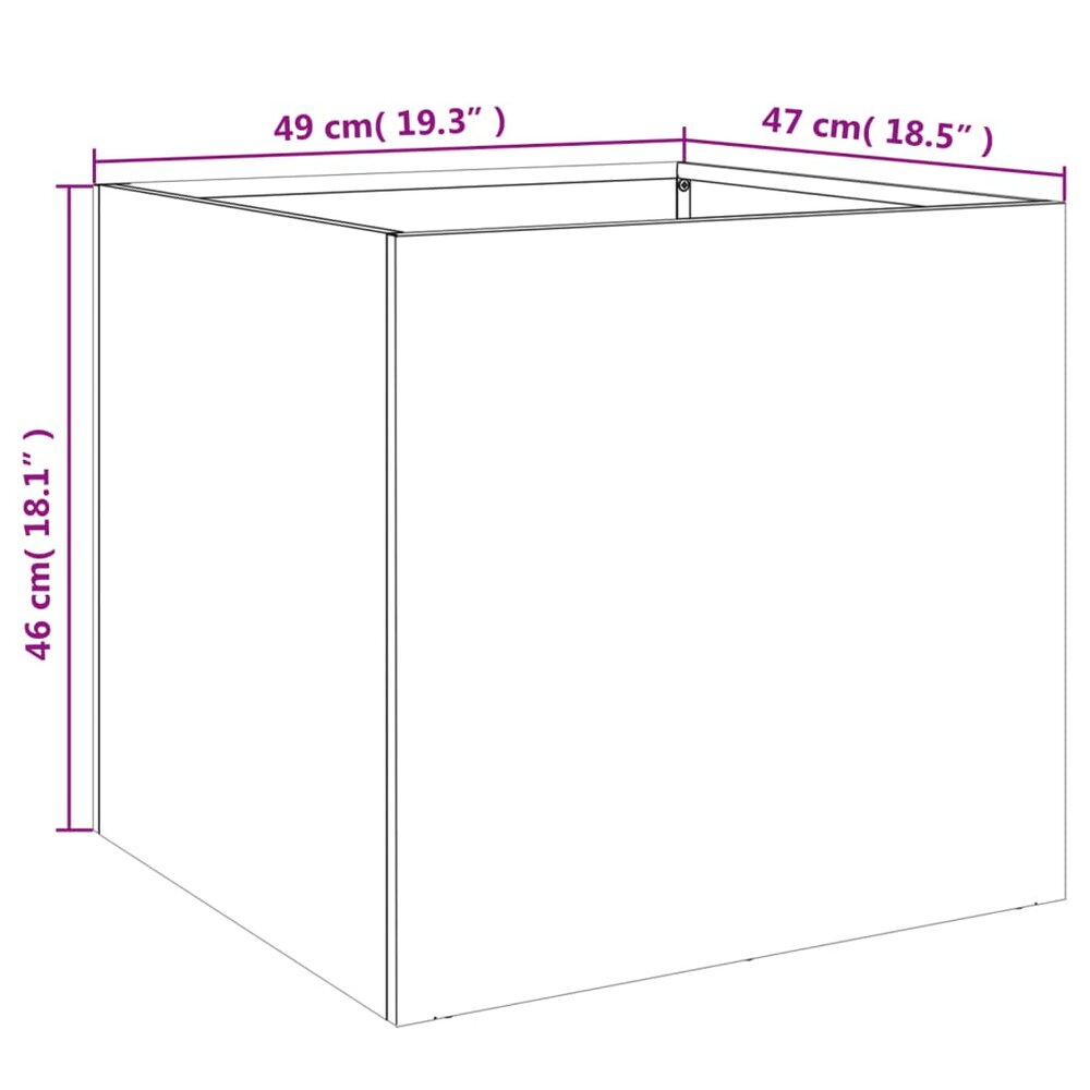 Plantenbak 49x47x46 cm roestvrij staal zilverkleurig