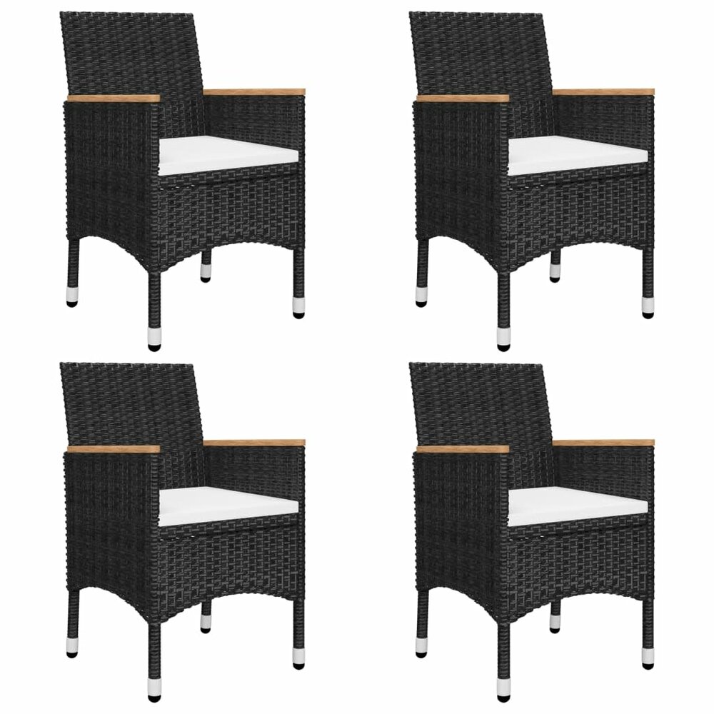 Tuinset Manny 4 stoelen met kussens zwart en Eettafel