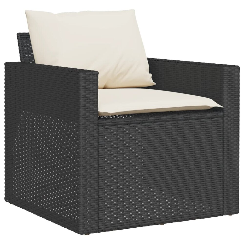 Loungeset Manuka met kussens poly rattan zwart