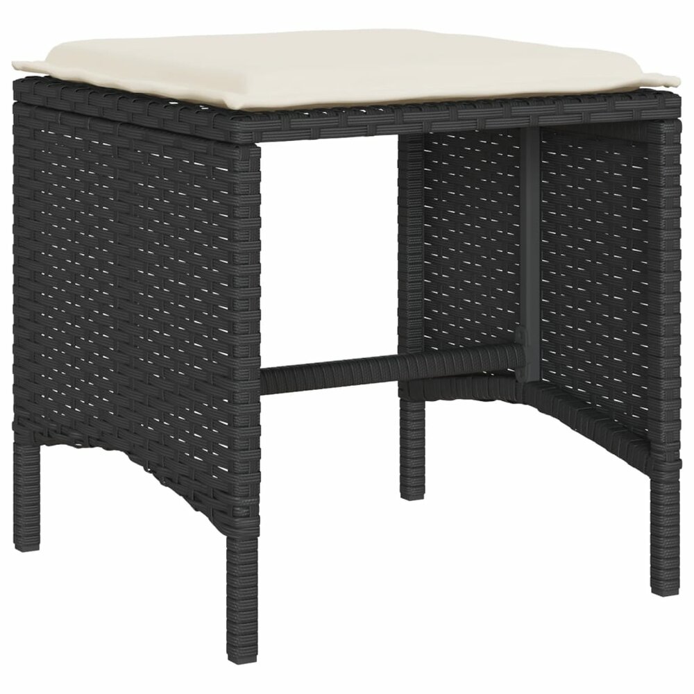 Loungeset Manuka met kussens poly rattan zwart