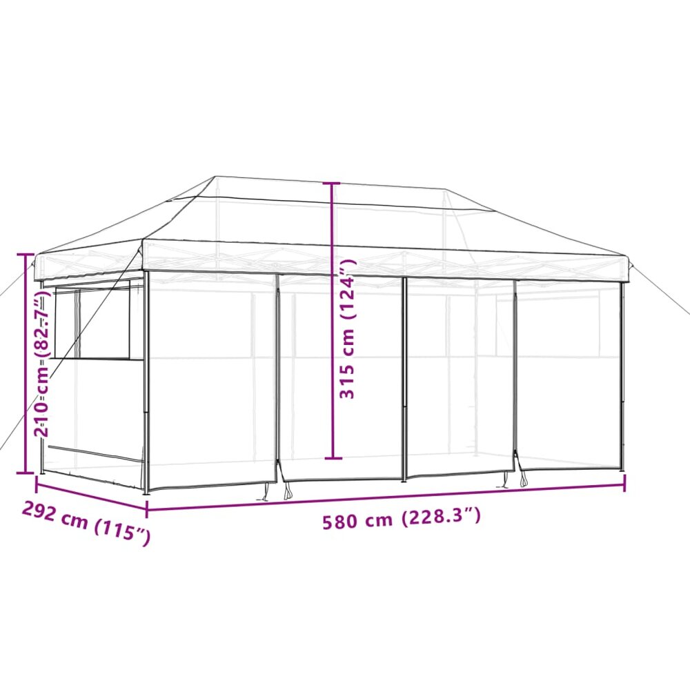 Partytent Oerrock inklapbaar pop-up met 4 zijwanden oranje