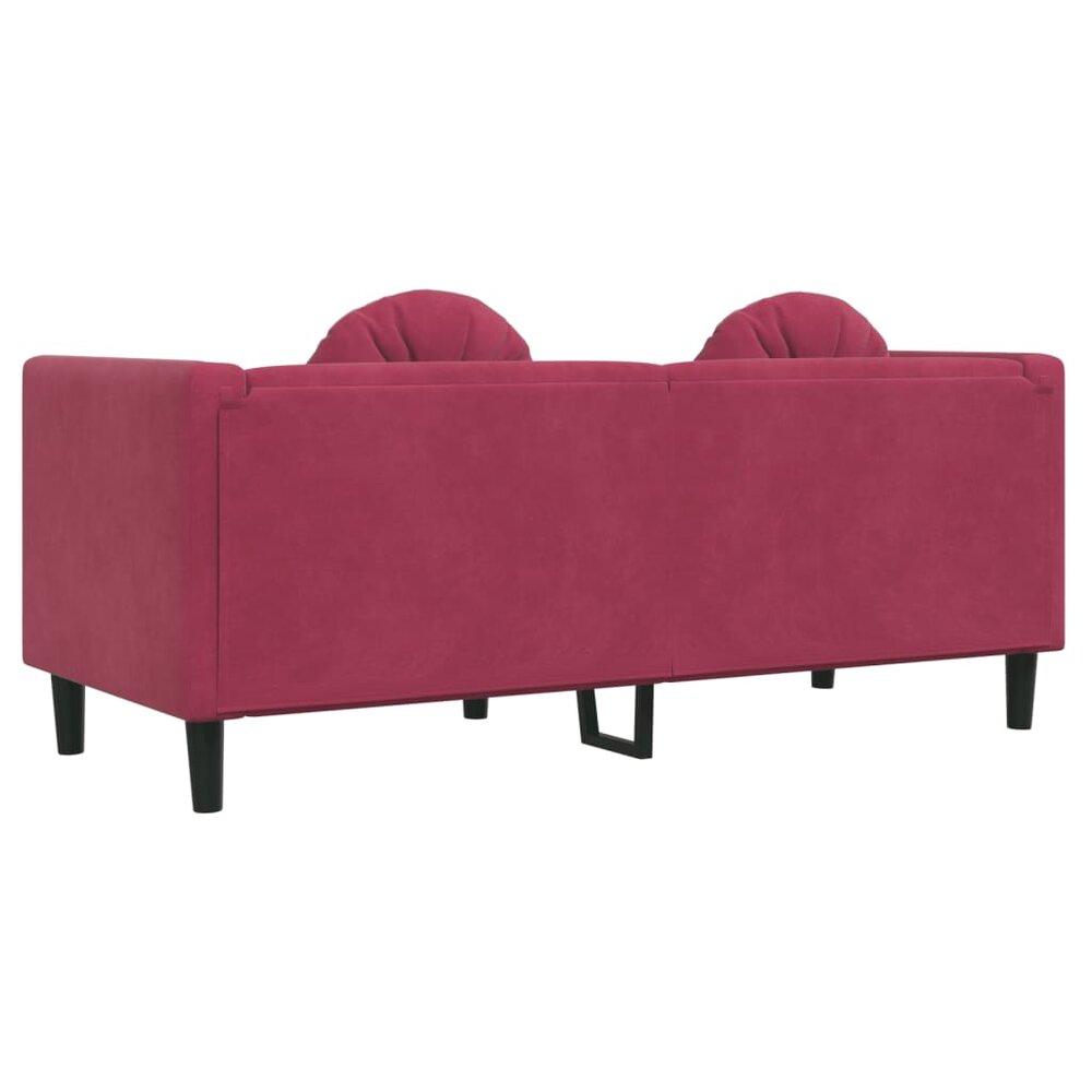 Bank Roderick 174cm met kussens 2-zits fluweel wijnrood