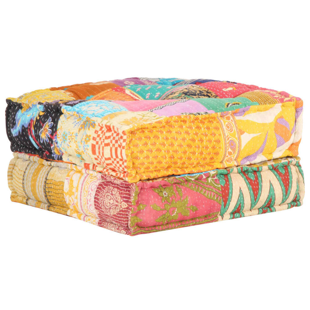 Poef 60x70x36 cm stof patchwork multicolour