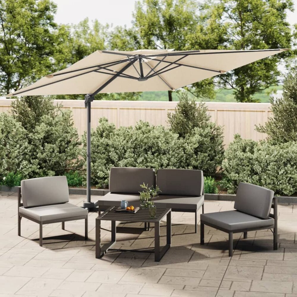 Zweefparasol  Heleen met dubbel dak 400x300 cm zandwit