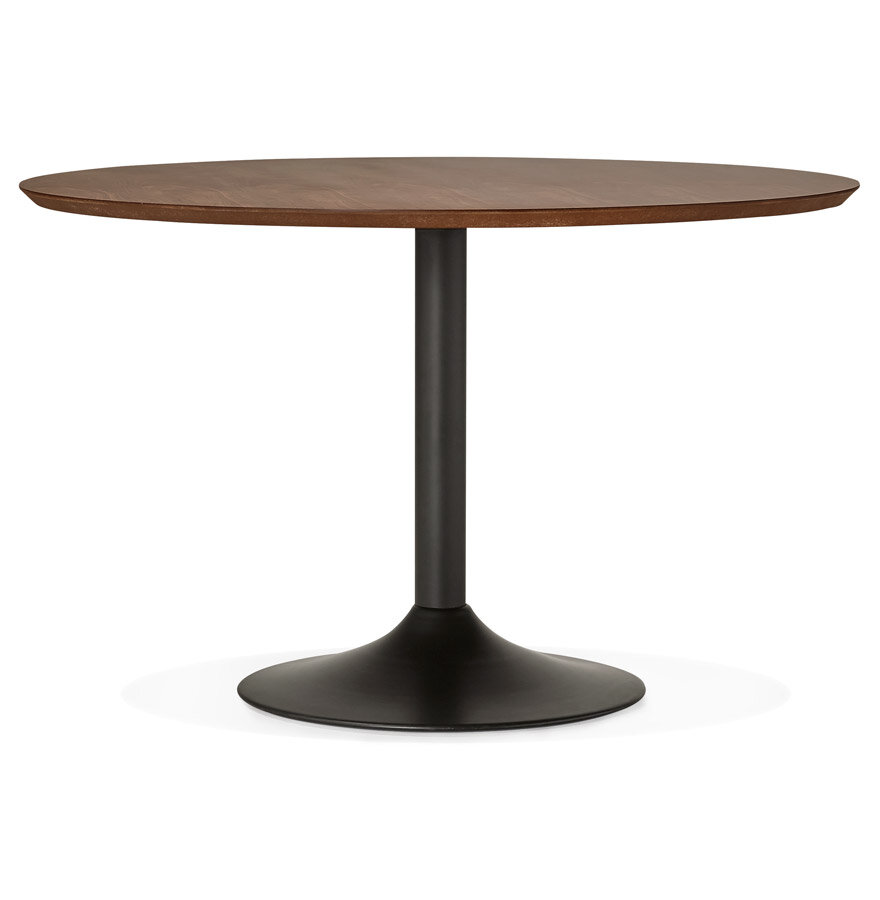 Eettafel Paton rond 120cm walnoten hout met zwarte voet