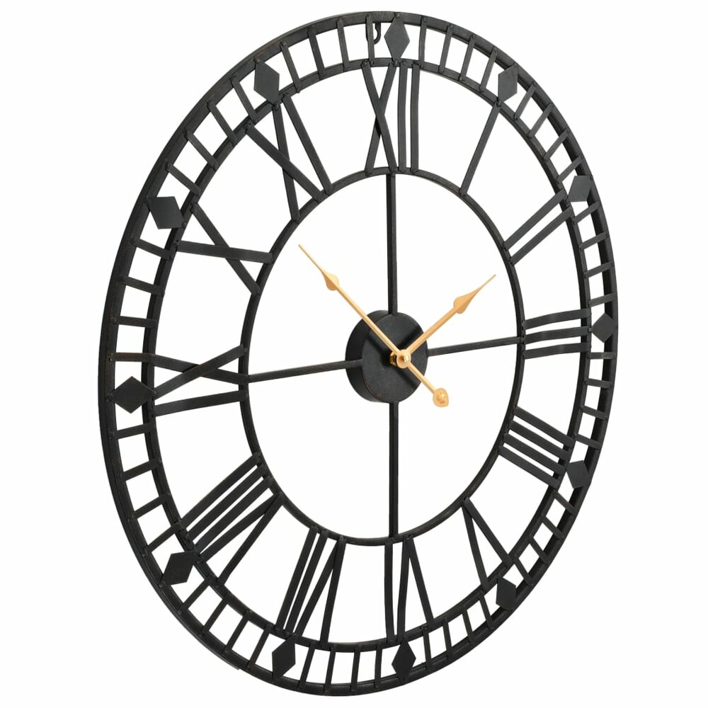 Wandklok vintage-stijl met quartz-mechanisme XXL 60 cm metaal