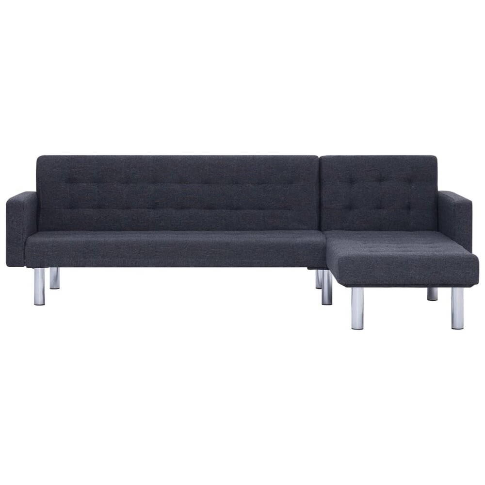Slaapbank Andy L-vormig polyester donkergrijs hoekbank