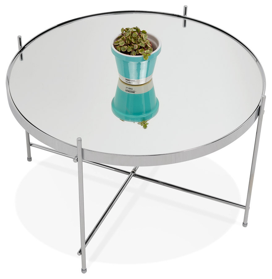 Salontafel Espejo rond 60cm chroom met spiegelglas