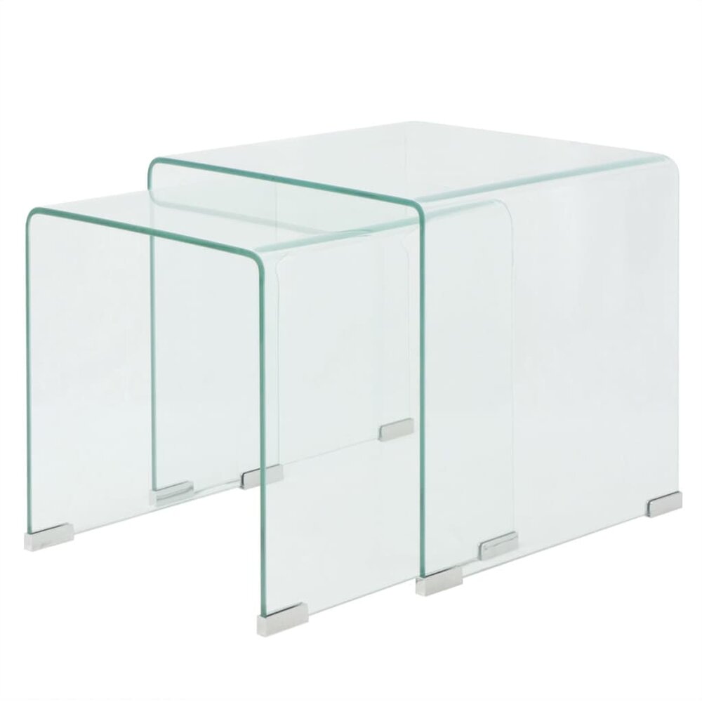 Bijzettafel Oranjewoud set 2-dlg transparant gehard glas