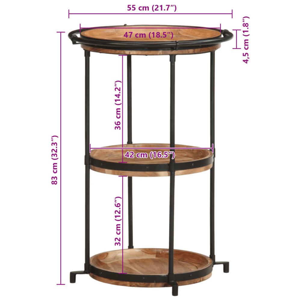 Bijzettafel Arti &Oslash;55x83 cm massief acaciahout