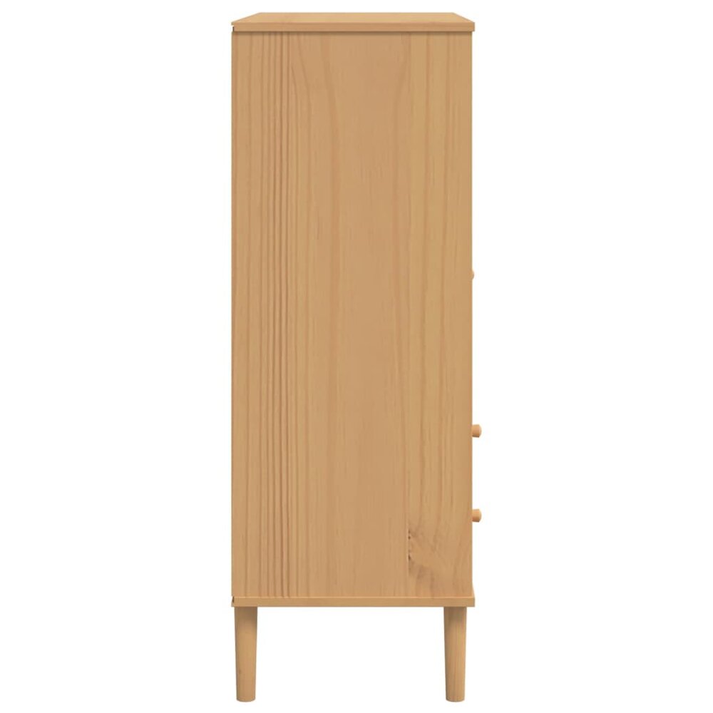 Kast SENJA rattan-look 90x40x112 cm grenenhout bruin