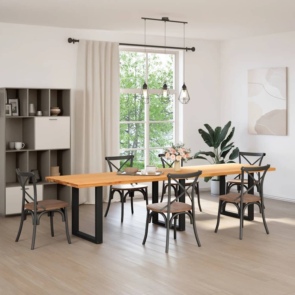 Eettafel Living rechthoekig 320x90x74 cm massief eikenhout lichtbruin