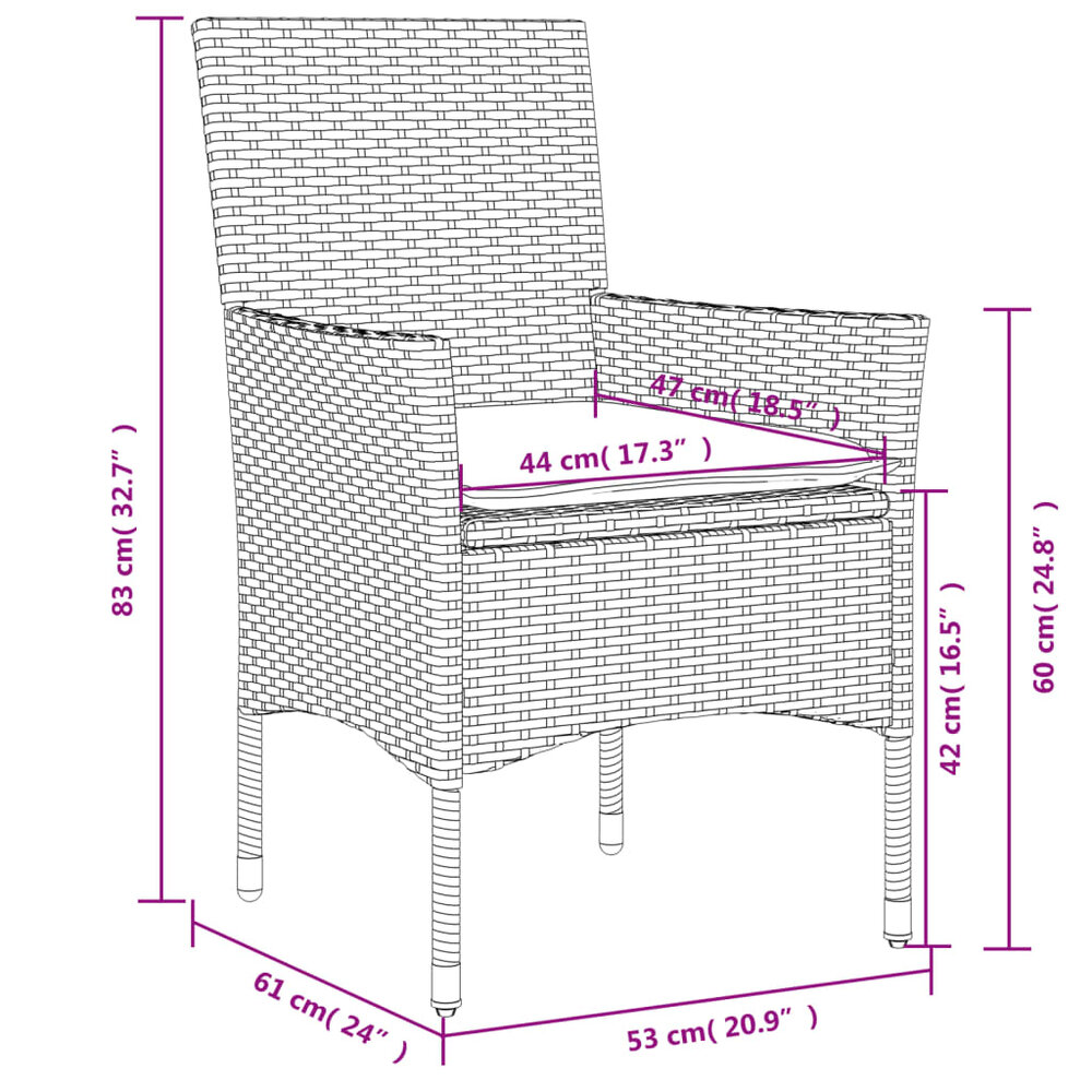 5-delige Tuinset Anthem met kussens poly rattan en glas grijs