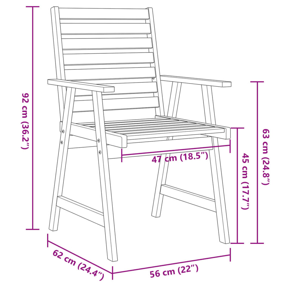 6-delige Tuinset Design massief acaciahout - ronde tafel met 5 stoelen