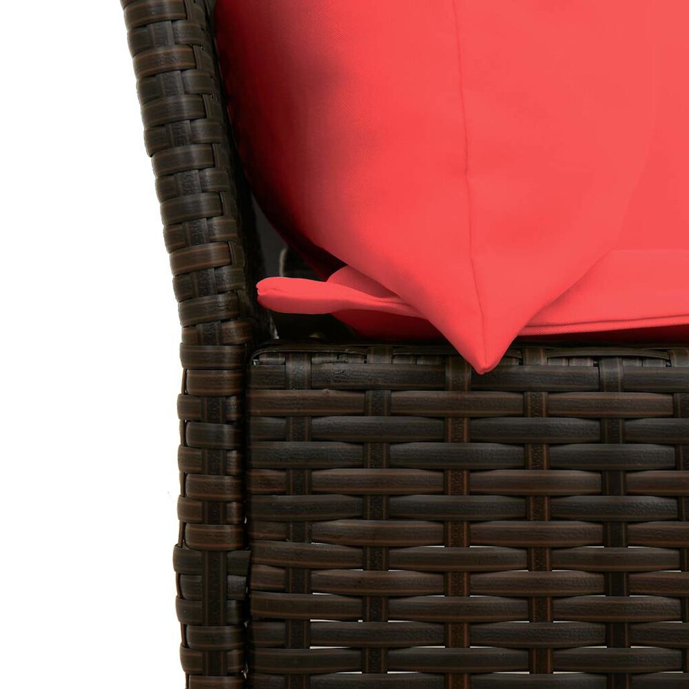 Tuinbank Soleil met rode kussens poly rattan bruin