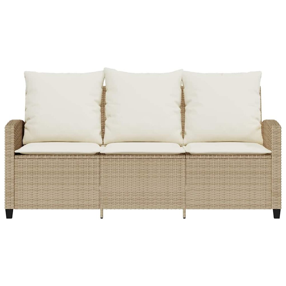Tuinbank Calipso 3-zits met kussens &amp; tafel poly rattan beige