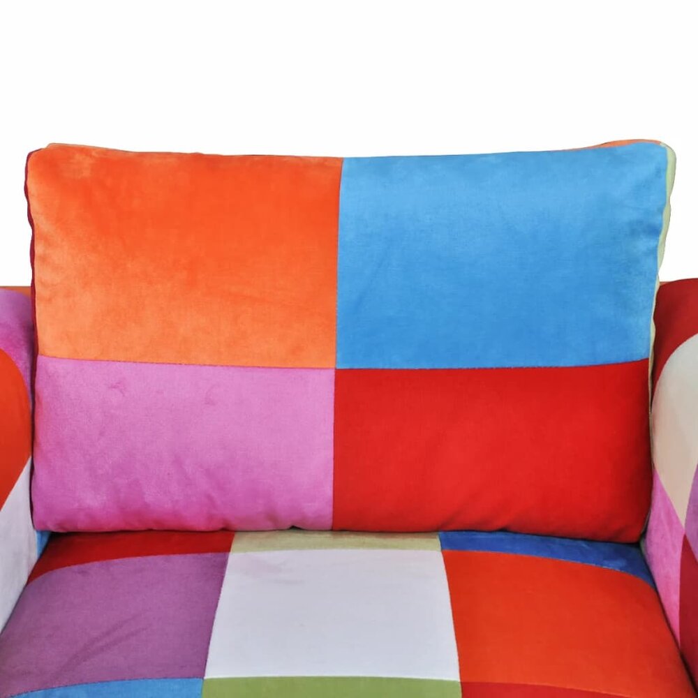 Fauteuil Muze met patchwork ontwerp en verchroomde poten kubus stof
