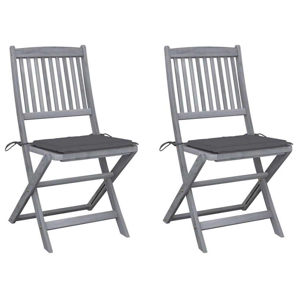 Tuinstoelen Patrick SET 2 st inklapbaar met kussens massief acaciahout