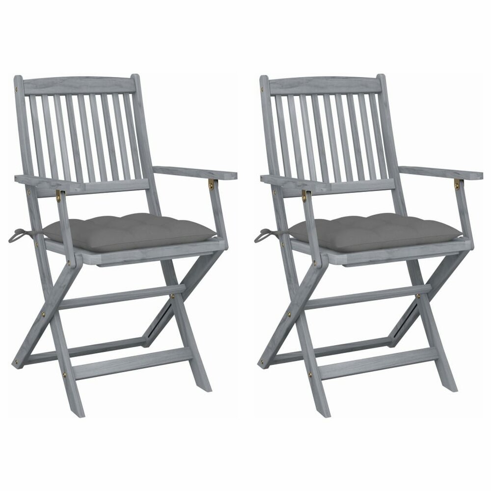 Tuinstoelen Anton SET 2 st inklapbaar met kussens massief acaciahout