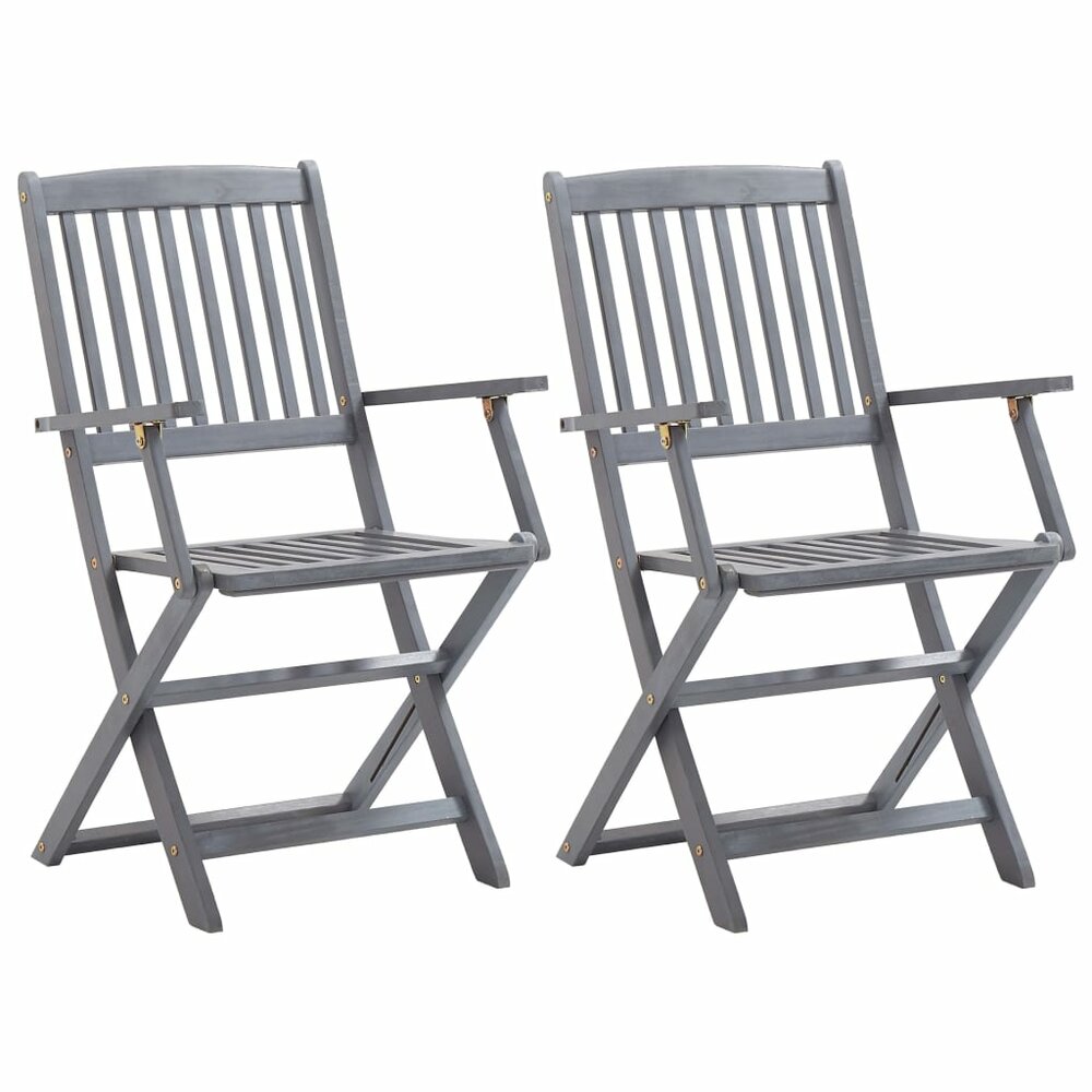 Tuinstoelen Anton SET 2 st inklapbaar met kussens massief acaciahout