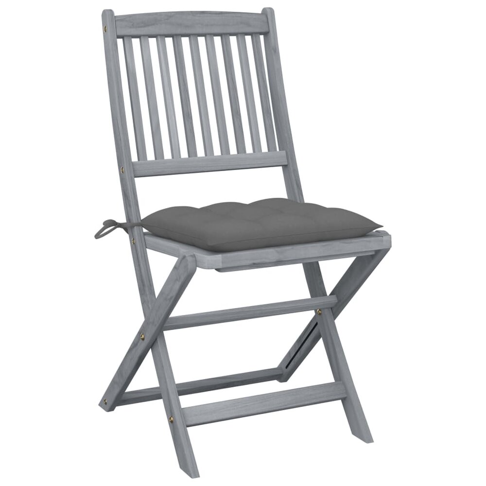 Tuinstoelen Fox SET 2 st inklapbaar met kussens acaciahout grijs
