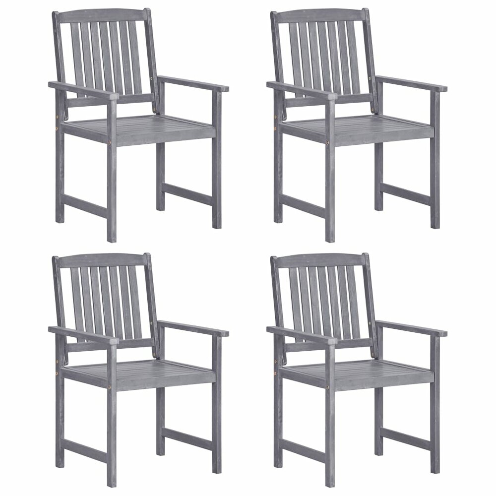 Tuinstoelen Francis SET 4 st massief acaciahout grijs