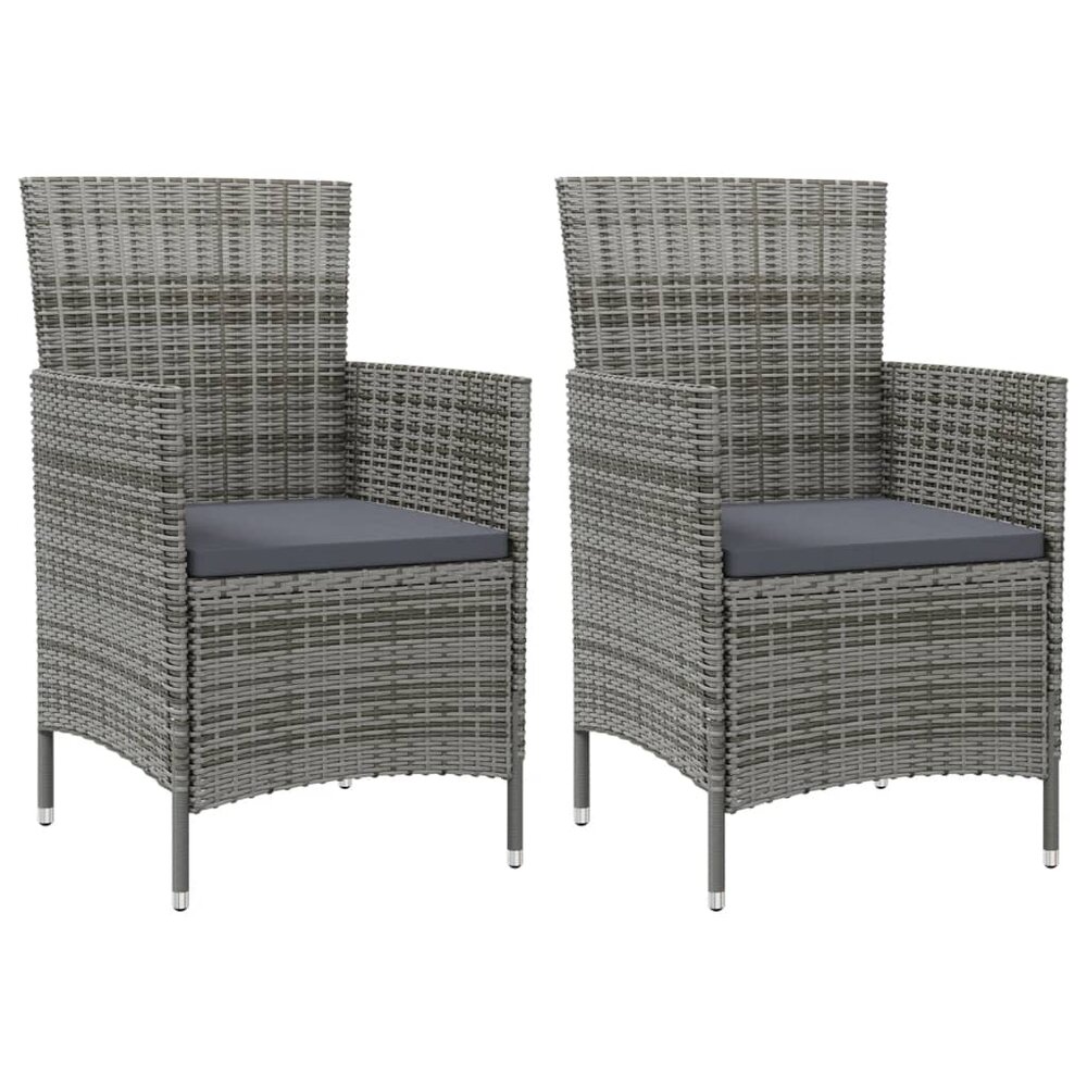 Tuinstoelen Ciska SET 2 st met kussens poly rattan grijs