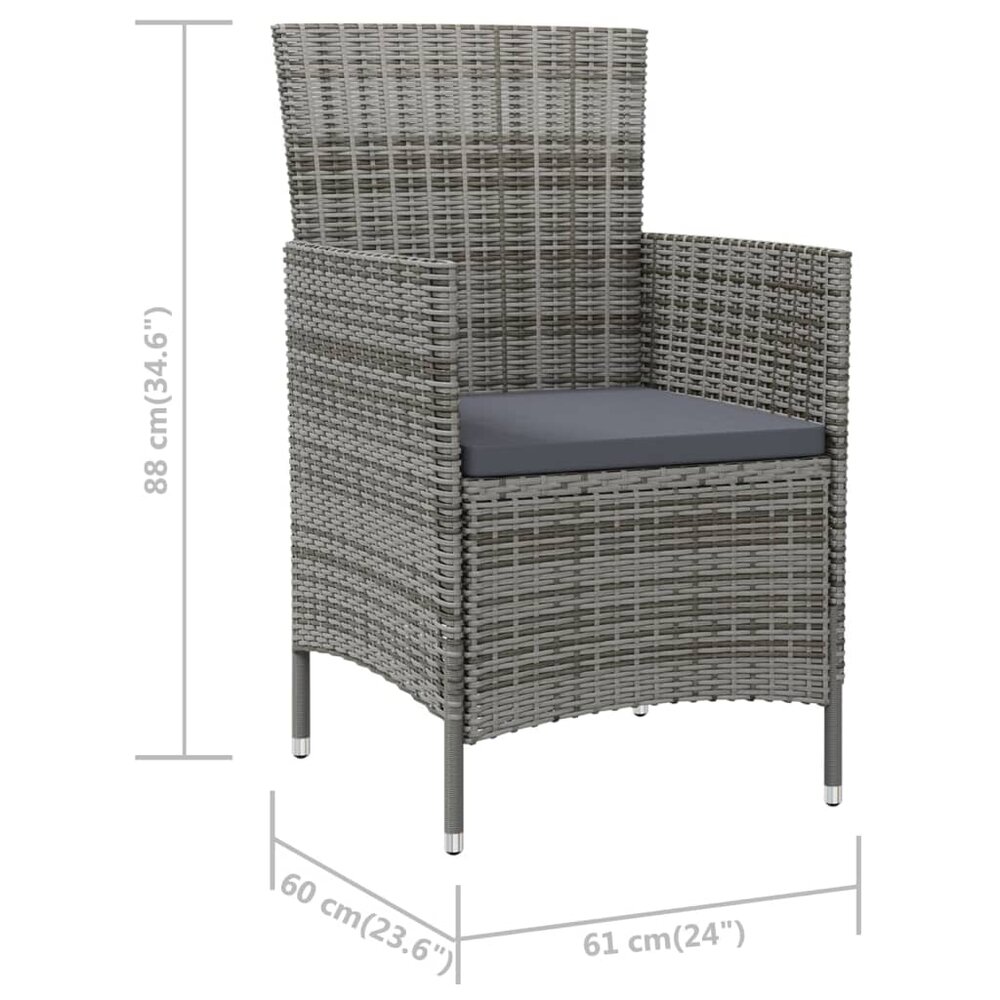 Tuinstoelen Ciska SET 2 st met kussens poly rattan grijs