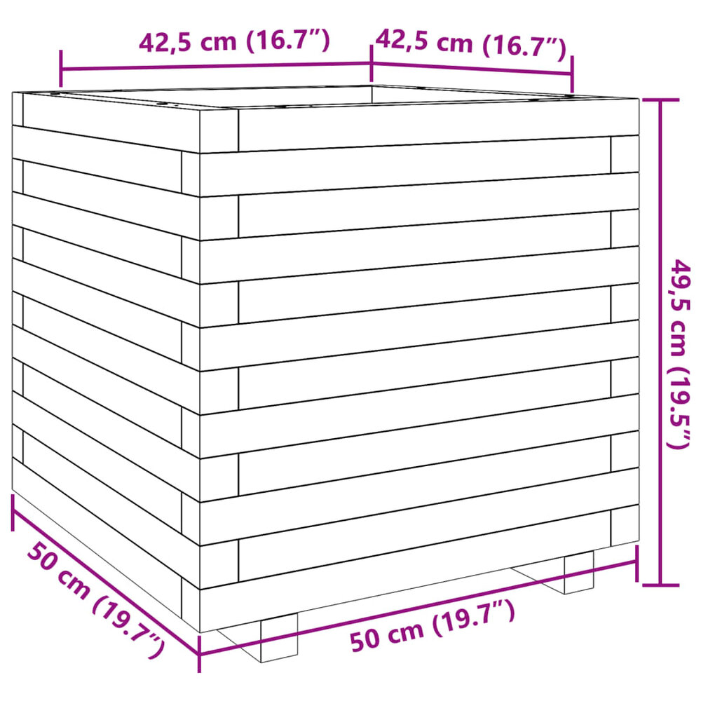 Plantenbak Gabri 50x50x49,5 cm ge&iuml;mpregneerd grenenhout