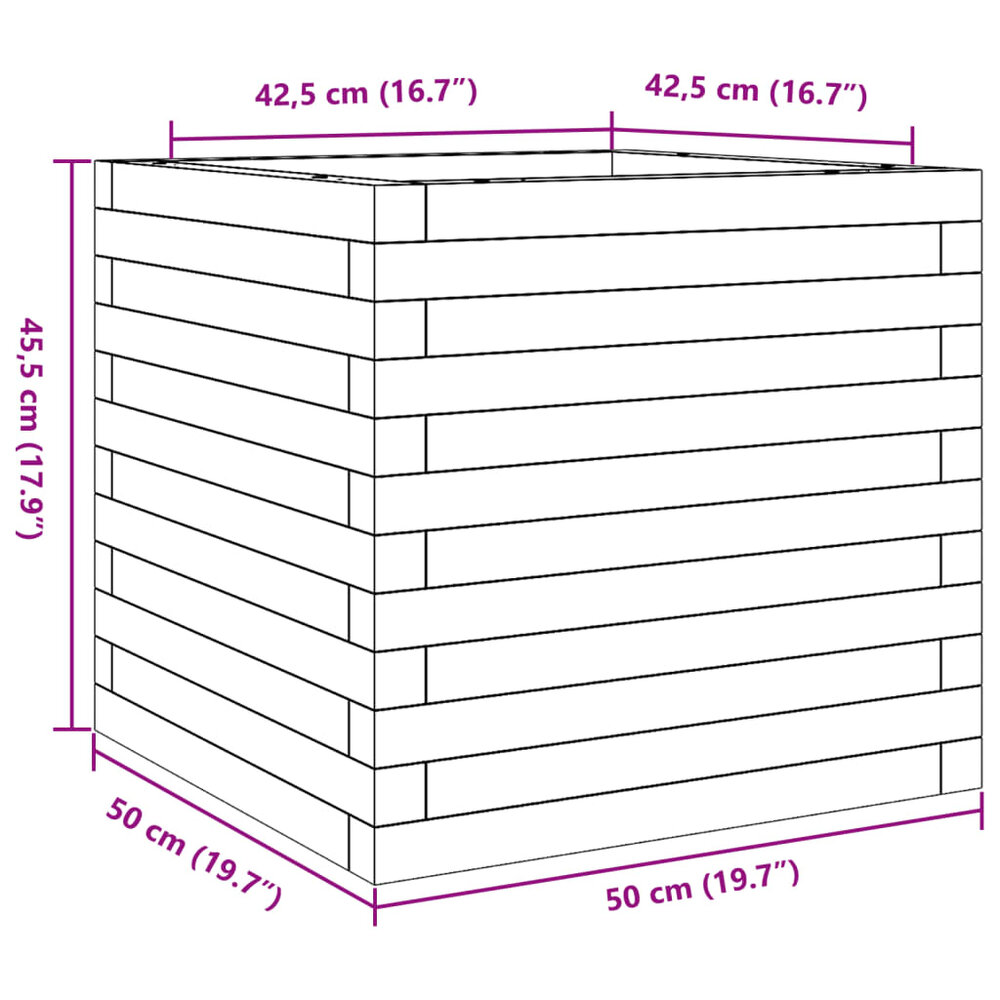 Plantenbak 50x50x45,5 cm ge&iuml;mpregneerd grenenhout