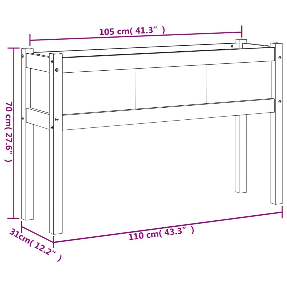 Plantenbak HenkJan met poten 110x31x70 cm ge&iuml;mpregneerd grenenhout
