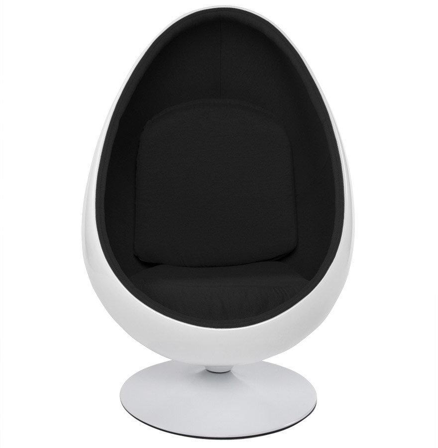 Fauteuil Eistoel Cocoon  stof zwart - kuip wit - draaibaar