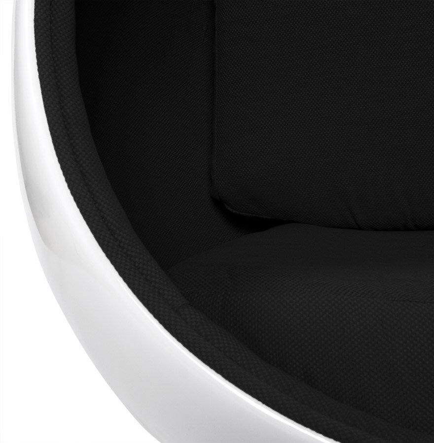 Fauteuil Eistoel Cocoon  stof zwart - kuip wit - draaibaar