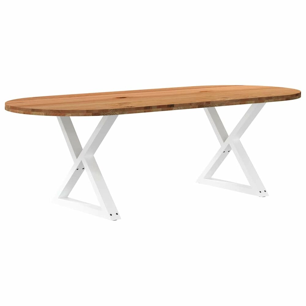 Eettafel Ventou 240x100x74 cm ovaal massief eikenhout lichtbruin