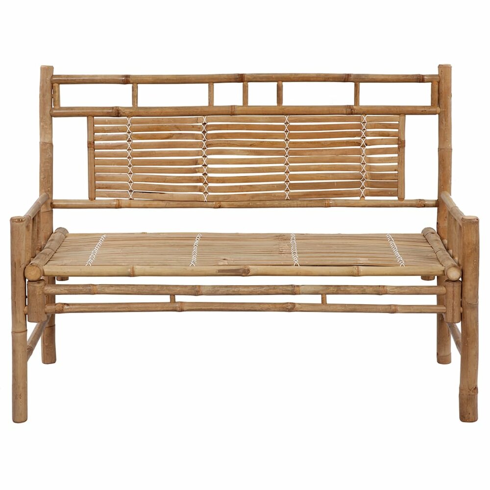 Tuinbank Guru met beige kussen 120 cm bamboe