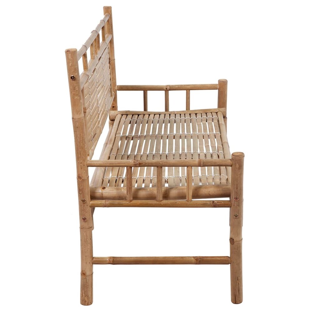 Tuinbank Guru met beige kussen 120 cm bamboe
