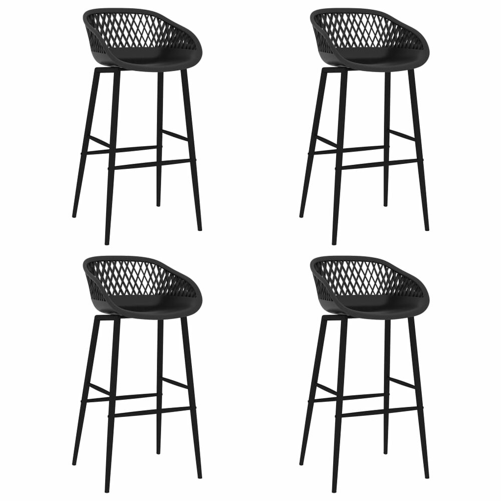 5-delige Barset Els zwart - 4 krukken met 1 tafel