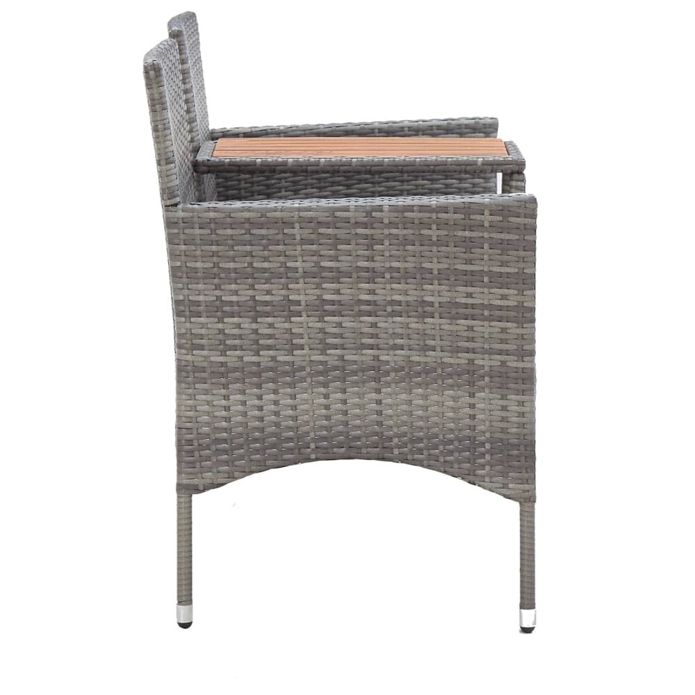 Tuinbank Twin 2-zits met tafeltje 143 cm poly rattan grijs
