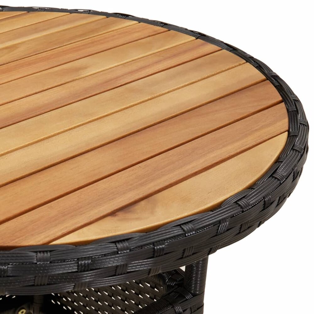 3-delige Tuinset Rasta met kussens poly rattan en acaciahout zwart