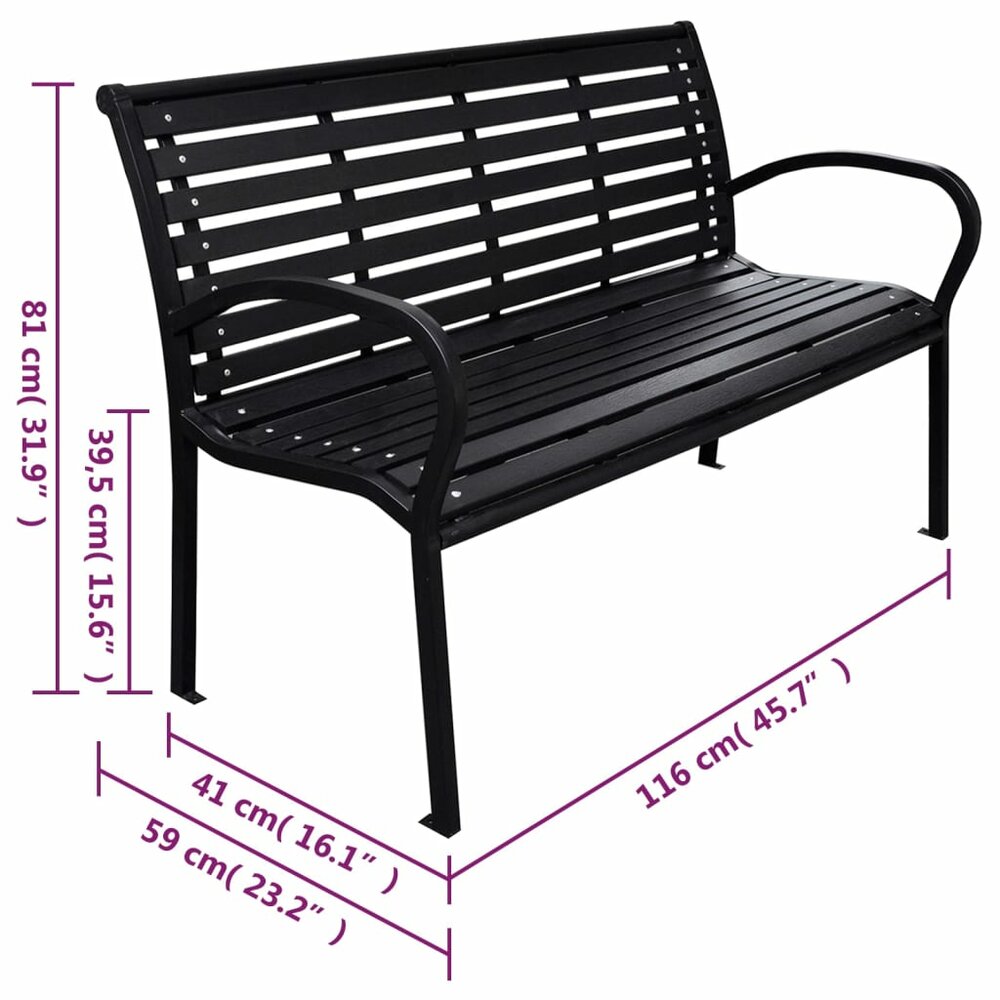 Tuinbank Galactic 116 cm staal en HKC zwart