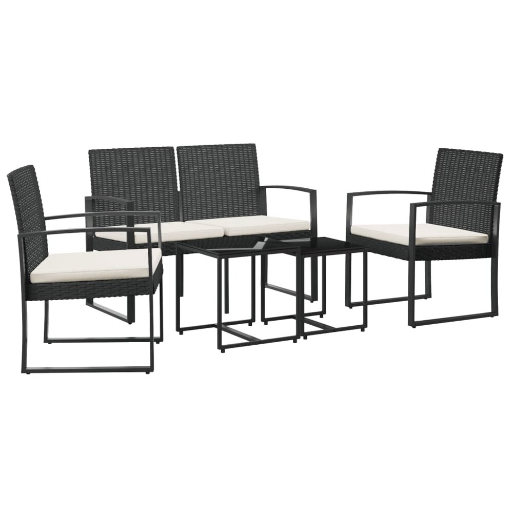5-delige Loungeset Harma met kussens polypropeen rattan zwart